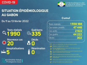 Coronavirus au Gabon&nbsp;: point journalier du 13 février 2022
