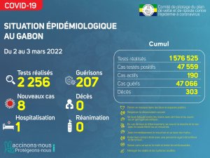 Coronavirus au Gabon&nbsp;: point journalier du 3 mars 2022